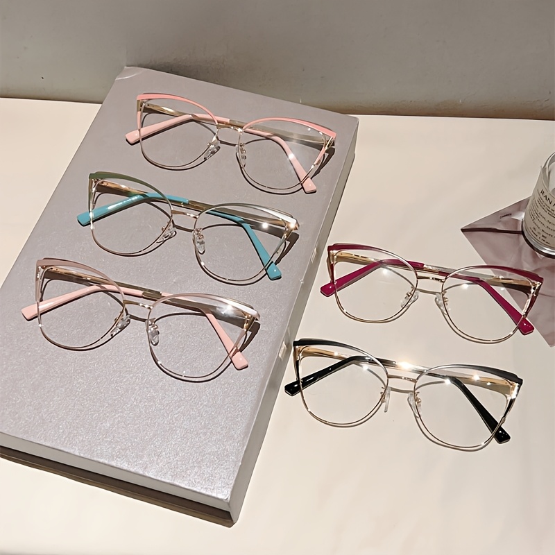 1pc Women New Cat Eye Shaped Glasses Fashion And Elegant Frame Design Advanced Metal Frame Red Eyeglasses