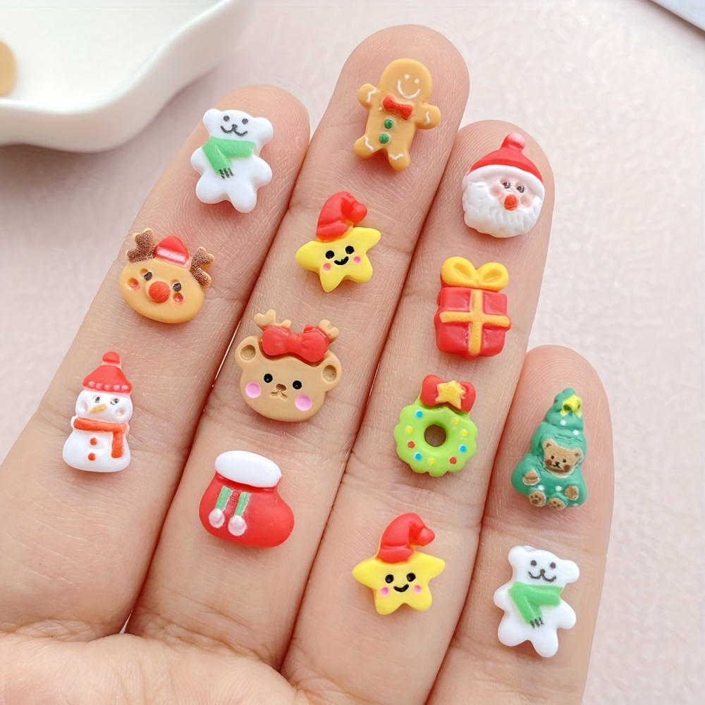 

[customer ] 20/50pcs Cute Christmas Nail Charms - Santa, Reindeer, Snowman & | Resin Diy Manicure Decorations For Nail Art