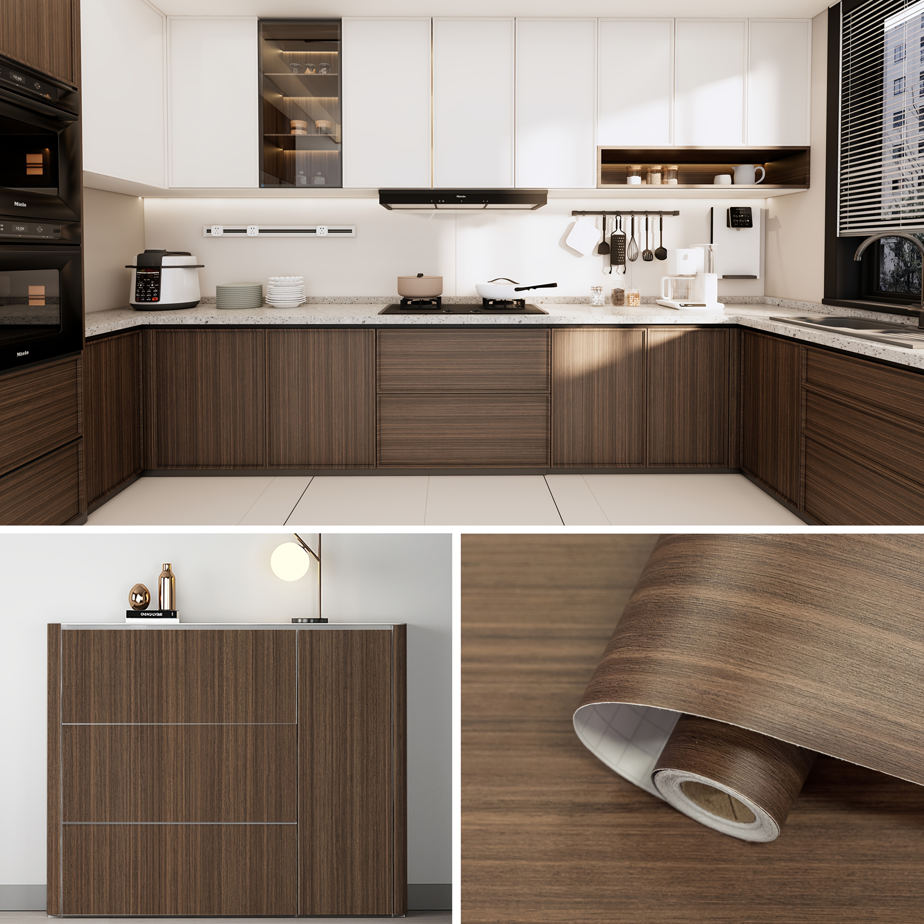 Polypropylene Self-adhesive Natural Wood Grain Film | Realistic Wood Effect Wallpaper For Furniture Renovation, Wooden Door/tabletop/cabinet Decor | Team Value, Detachable, Random Match Pattern