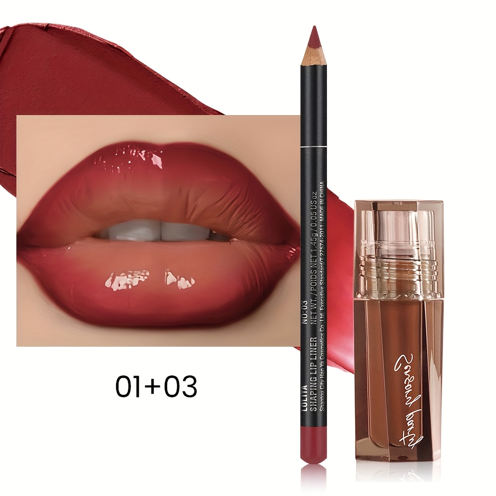 Smooth Lip Liner and Gloss Set Lip Combo - Long-Lasting, Vibrant Color