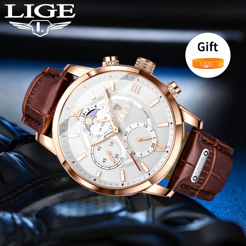 Image of Lige 2026 Fashion Watch, Unisex Youth Watch, Formal Business Watch, Sports And Casual Watch, Multifunctional Chronograph And Calendar Watch, Ideal Christmas, Valentine's Day, Graduation Gift