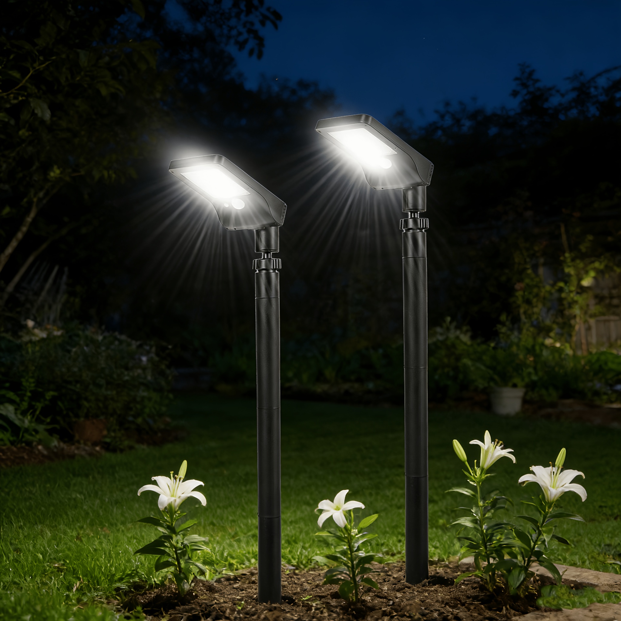 TEMU 2 pezzi Luce Solare da Esterno Regolabile con Picchetto - Illuminazione Combinata e , Illuminazione Antipolvere a Terra, Luci Solari Decorative