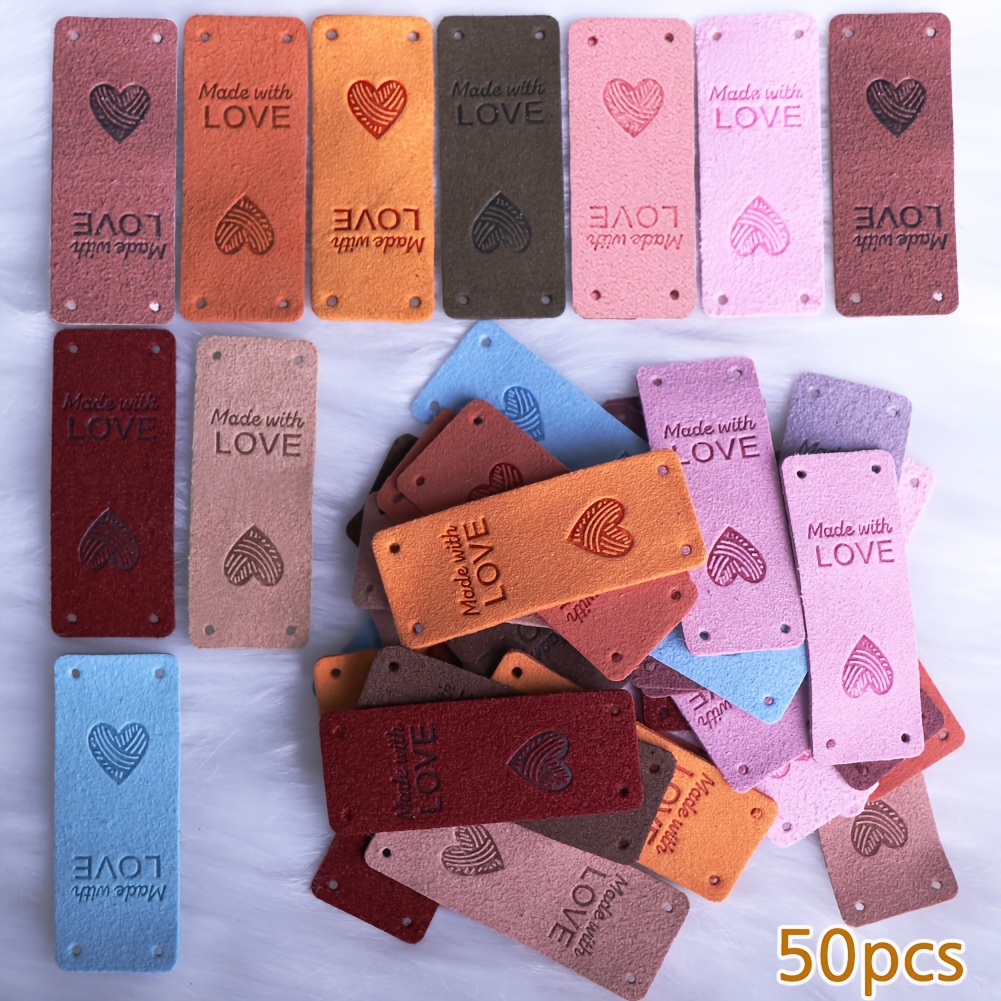 Image of 20/50pcs With Holes For Handicrafts, Knitting, Sewing, Hats, Purses And Clothing Making, Labels For Handmade Items Embossed Crochet Labels, Label Tags