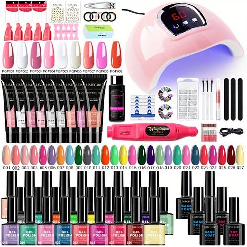 new 20 color gel nail polish set with light lamp nail sander top coats professional nail polishing machine high gloss quick drying nail gel manicure tools kit salon