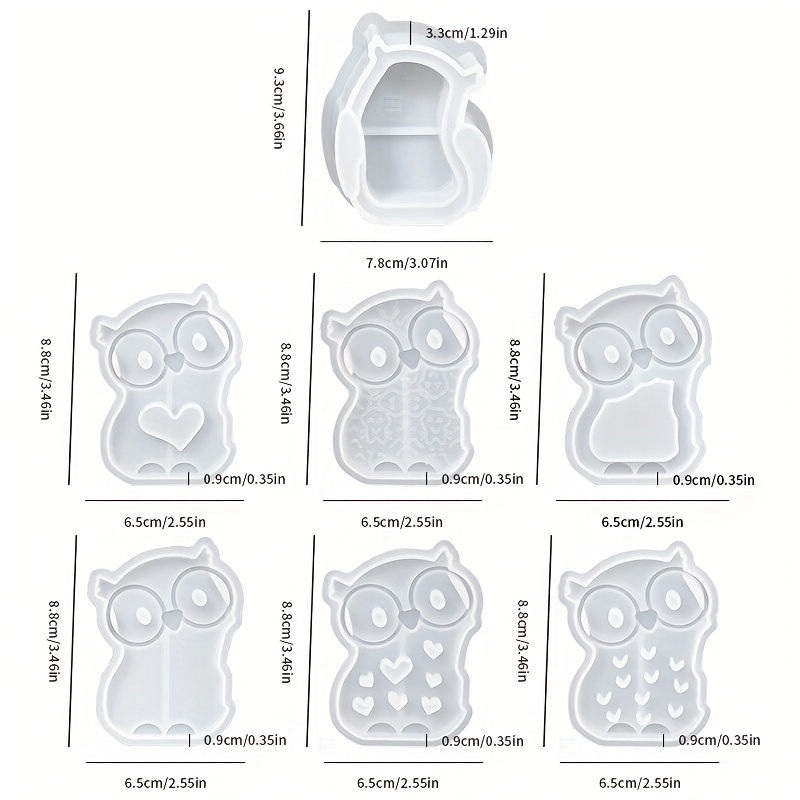 7pcs Owl-shaped Silicone Mold Set, Resin Casting Molds, Owl Plaster Molds, Suitable For Diy Crafts Like Plaster, Resin, , Owl Desktop Ornaments, Decor