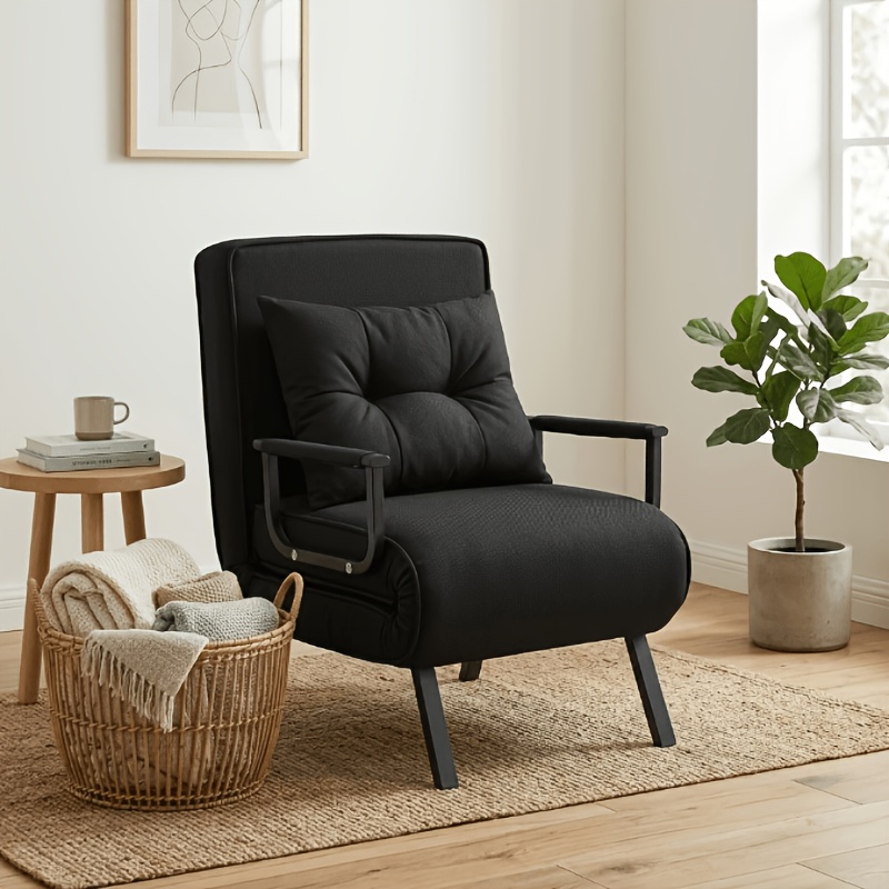 Image of Space Saving Folding Armchair Sofa Bed, Adjustable Backrest, Fabric, Convertible Guest Bed For Small Apartment, Multiple Colors