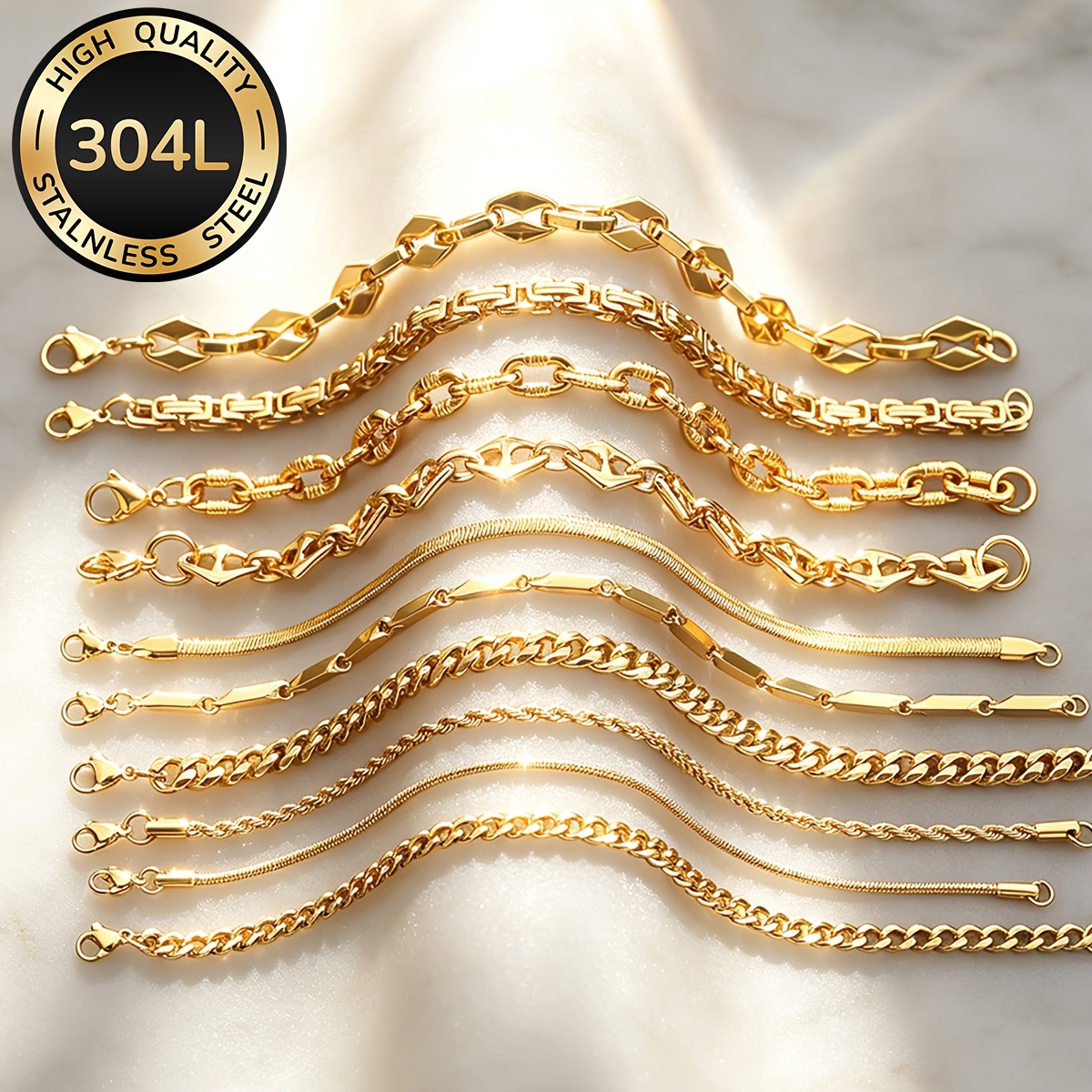 2/4pcs 18K Gold Plated Waterproof Bracelet Set for Men