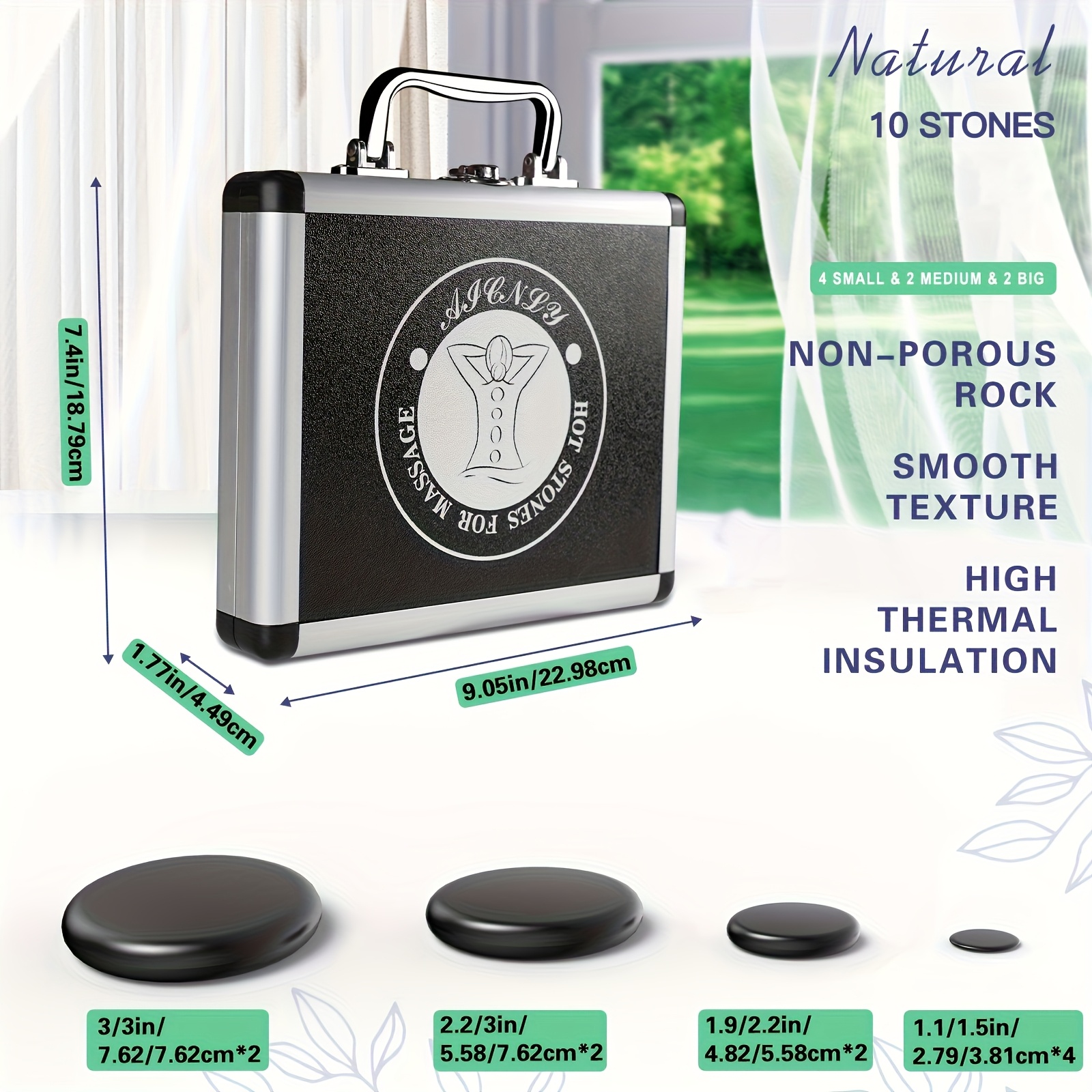 Kit de Masaj cu Pietre Fierbinți cu Control al Temperaturii - Set de 10 Pietre de Bazalt cu Încălzitor / Set de 20 Pietre de Bazalt cu Încălzitor, Unelte Profesionale de Masaj Spa pentru Gât, Spate, Abdomen, Picioare și Masaj Corporal Complet