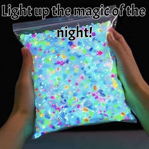 4000 colorful glow in the dark stones decorating fish tanks like a deep sea illusion embellishing gardens turning into walkways at night small and easy to shape particles for indoor and outdoor decoration