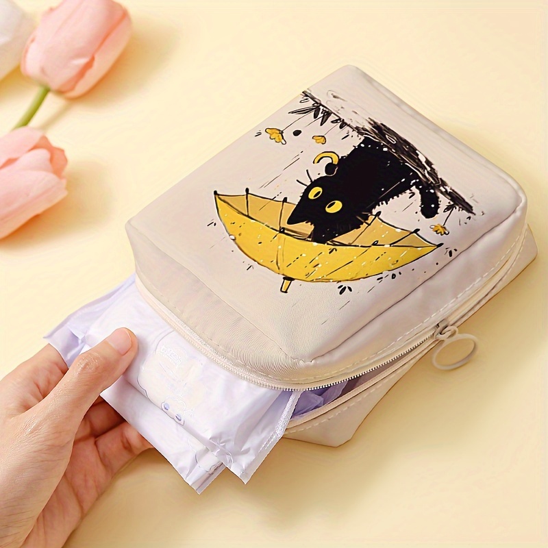 

Chic & Umbrella Print Sanitary Napkin Storage Bag - Spacious, Lightweight & Multi-functional Organizer For Women