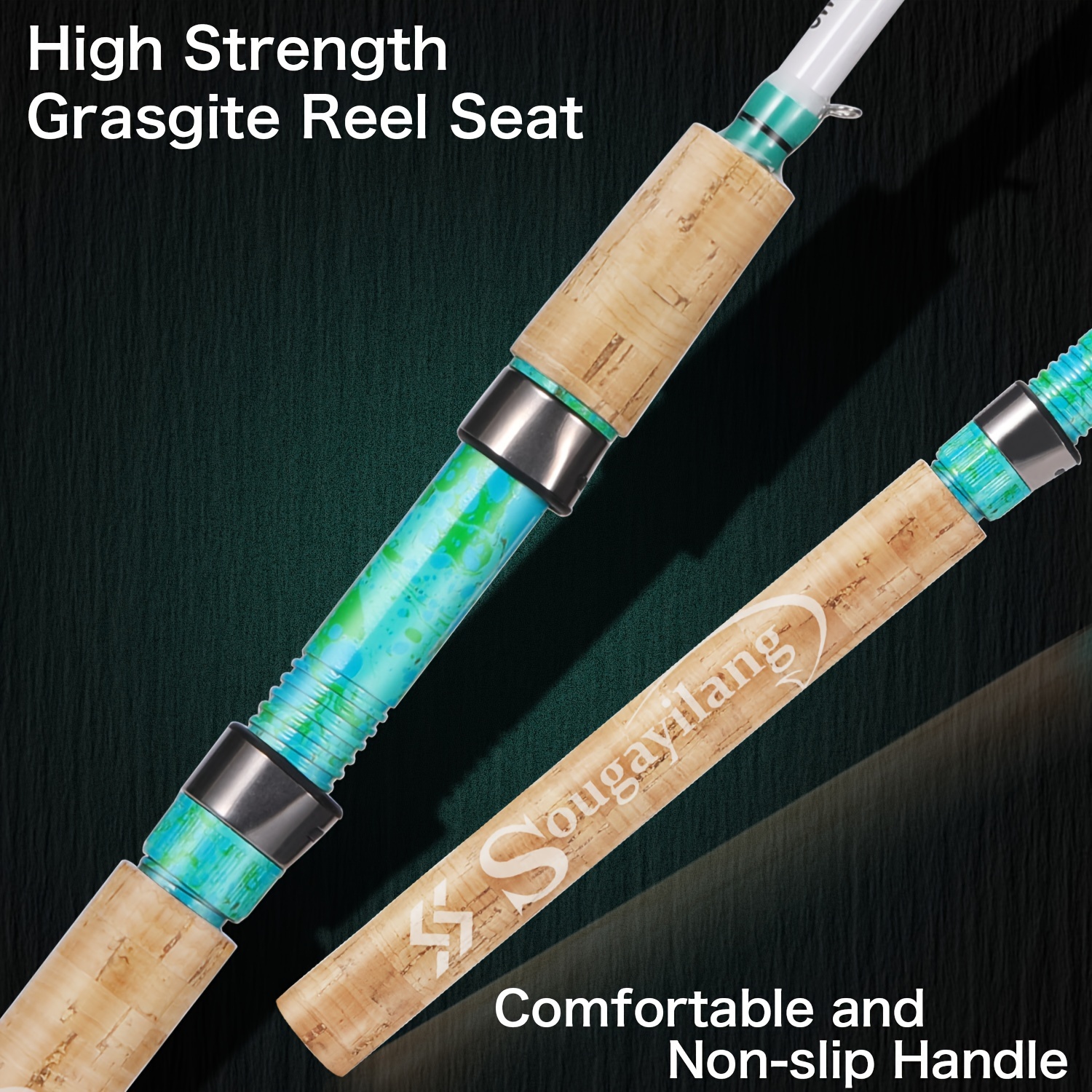 [Fishing Rod And Reel Combo] Sougayilang Fishing Rod and Reel Combo, 2-Section ML Adjustable Carbon Fiber Pole, 11+1BB Spinning Wheel, Ambidextrous, Fast Action, with Fishing Line, Lures, and Accessories for Saltwater and Freshwater