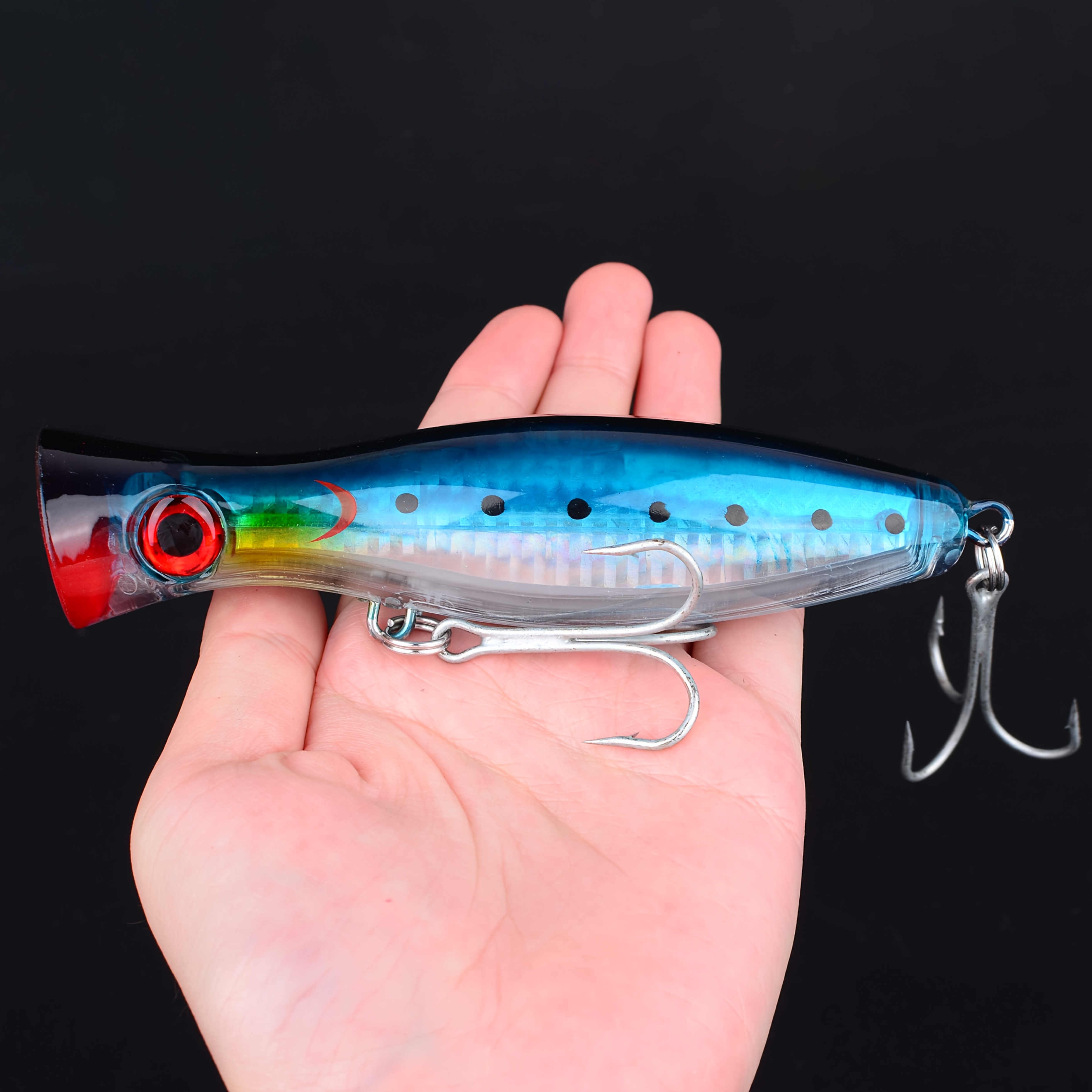 TEMU 1pc Popper Fishing Lure Saltwater Topwater Popper Lures With Treble Hook For Striper Tuna Bluefish Offshore Large Predator Fish