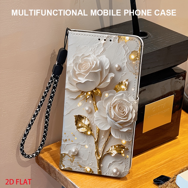 TEMU Phone Case - 2d Flat Floral Pattern Protective Case Flip Wallet Phone Case Suitable For Iphone 18 Pro/18 Pro Max/7/7p/8/8p/se/se 2 (2020)/se 3