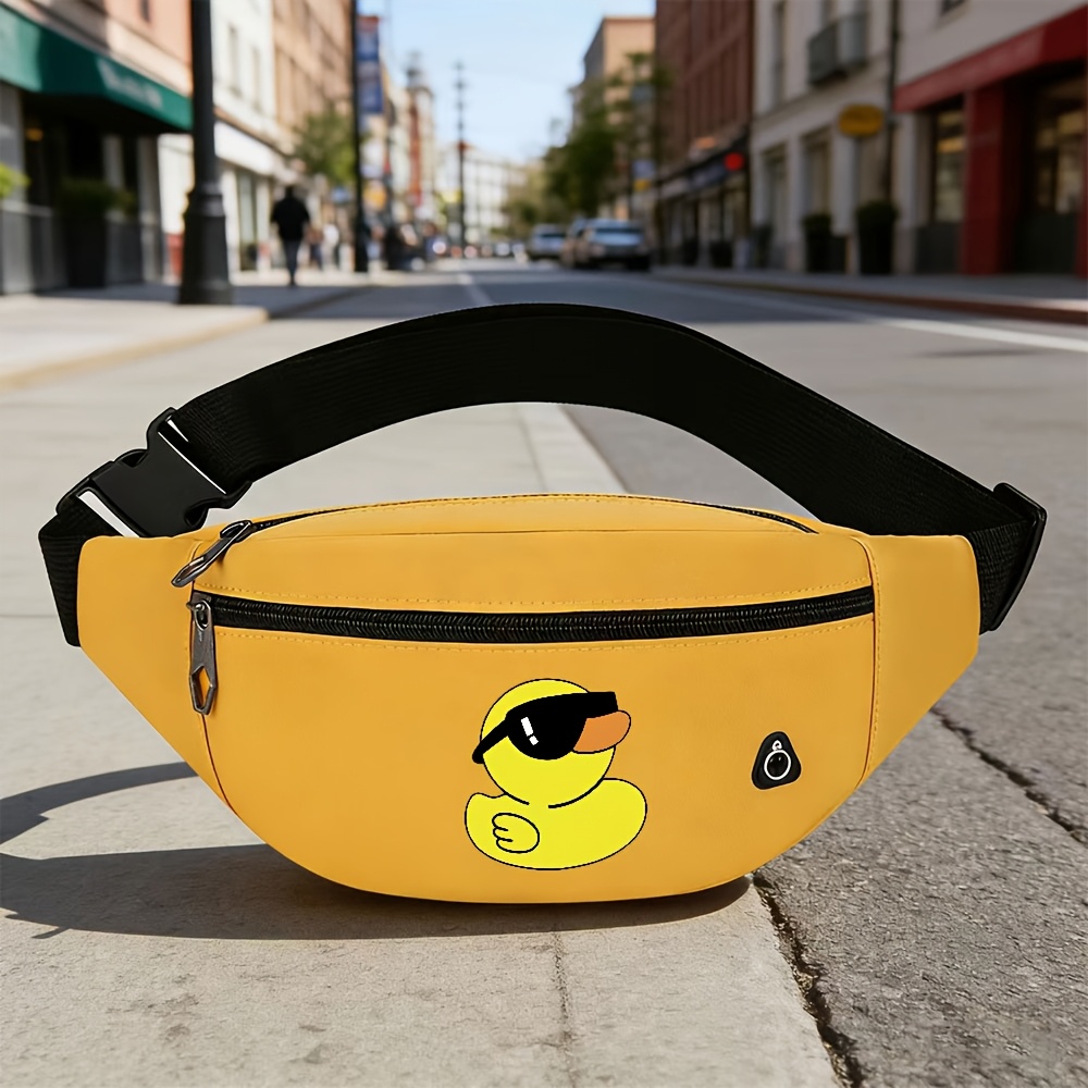 TEMU Fashion Cartoon Duck Printed Waist Pack 1pc, Casual Lightweight Single Shoulder Crossbody Bag For Outdoor Running, Fitness, Travel, Daily