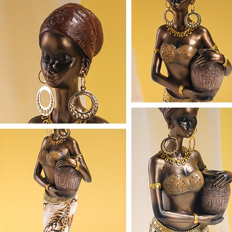 estátua de resina de mulher africana elegante - decoração   para  , quarto ou escritório Detalhes do produto 5