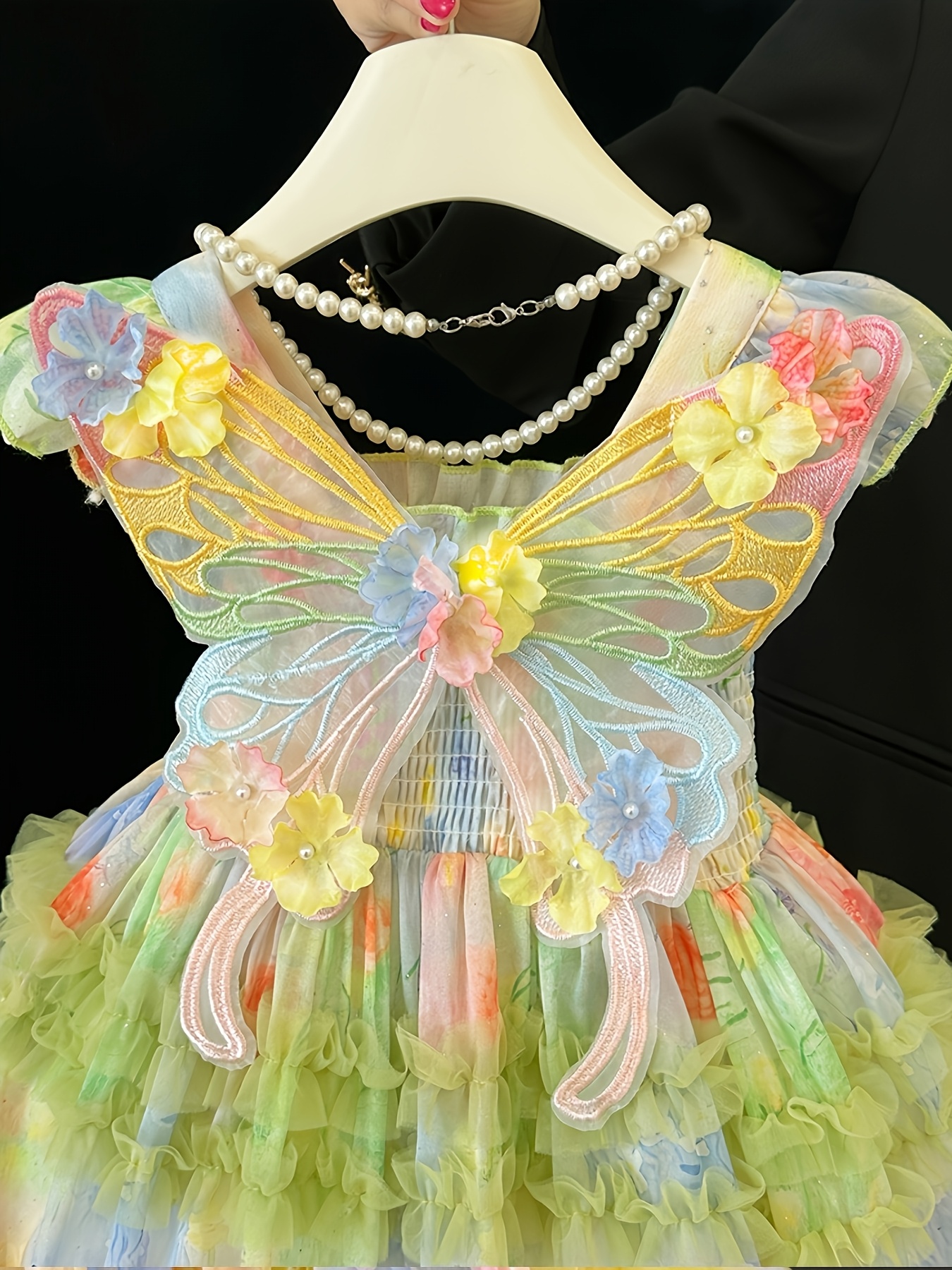 girls rainbow chiffon dress summer sleeveless princess dress