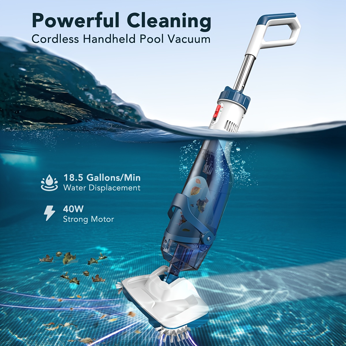 Sepetrel Pool Pole - Professional 15 Foot Telescoping Swimming Pool Cleaning Poles Adjustable 3 Piece Telescopic Pole For Skimme