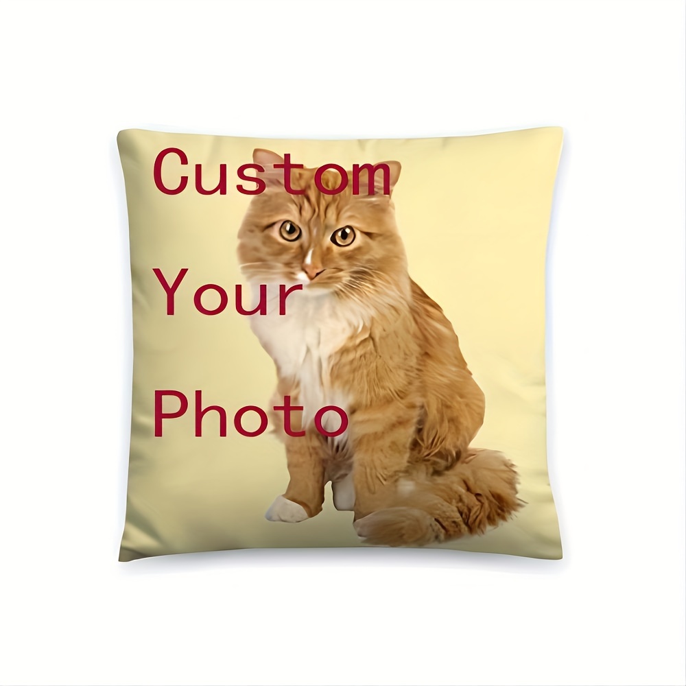 

1pc, Pet Lover Gift, Cat Loss Gift, Photo Pet Pillow, Single Sided Pillow Cover Short Plush Material, Home Decor, Room Decor, Office Decor, Living Room Decor, Sofa Decor (no Pillow Core) 18x18 Inch