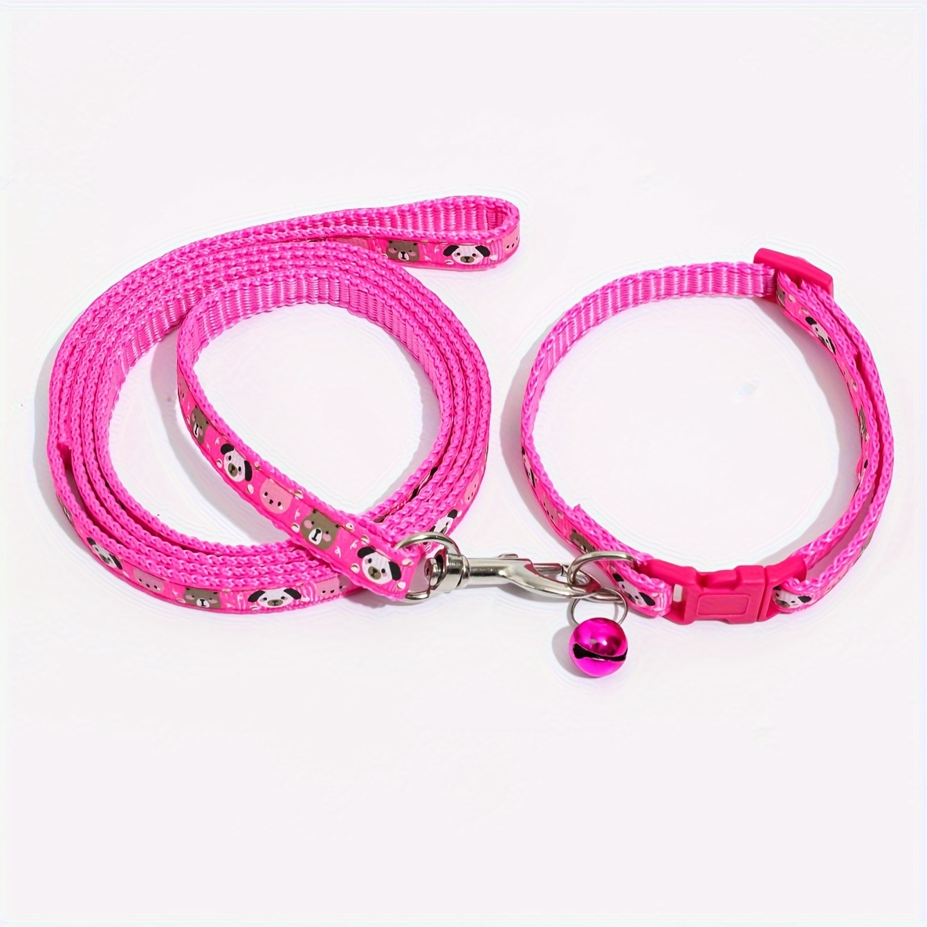 TEMU Collier pour Chien à Imprimé Cartoon Coloré avec Clochette - Nylon Durable, Lavage à Uniquement, Laisse Assortie Incluse - Parfait pour Toutes