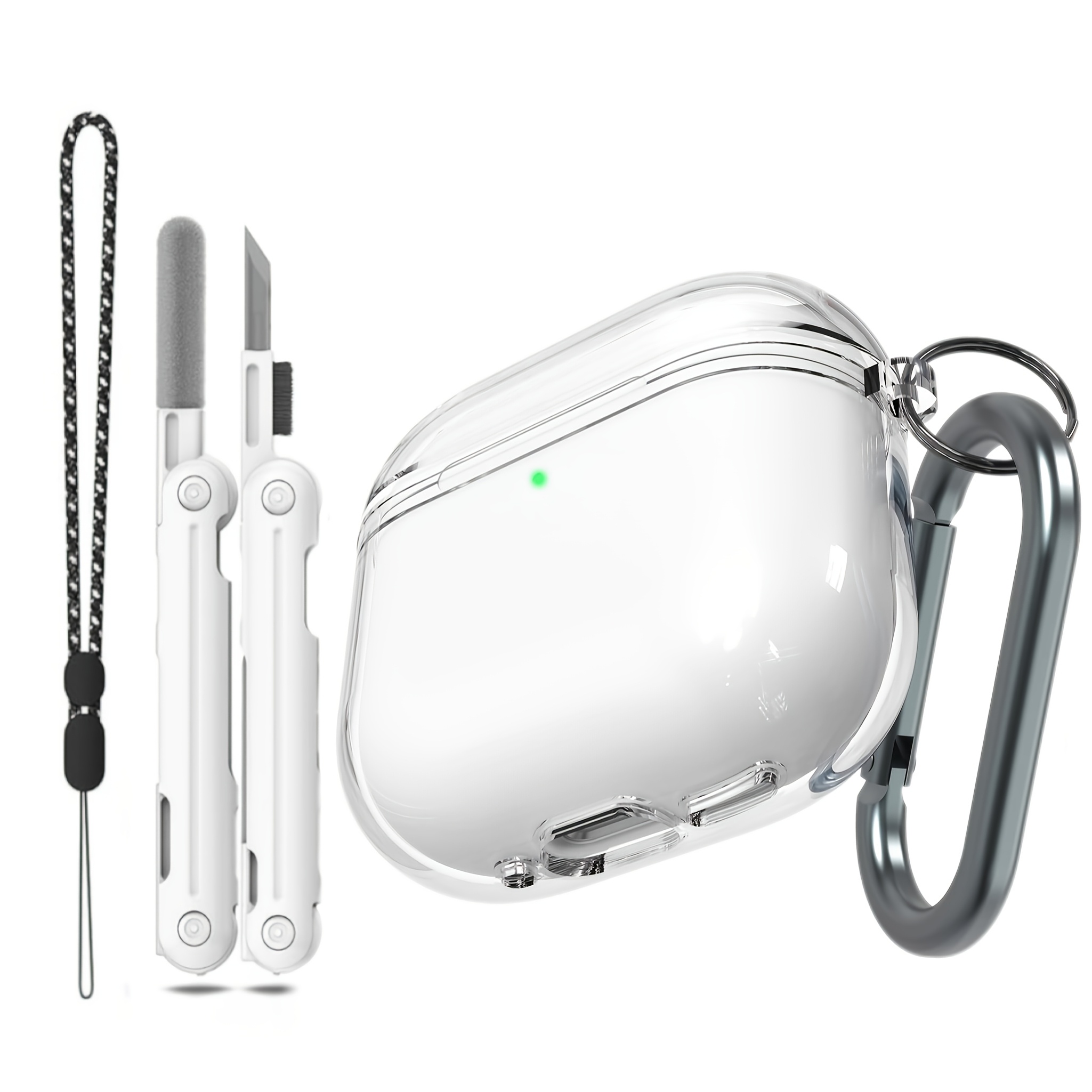 TEMU Clear Case Compatible With Airpods 4 5 With Active Noise Cancellation, Clear Case Cleaner Kit & With Lanyard
