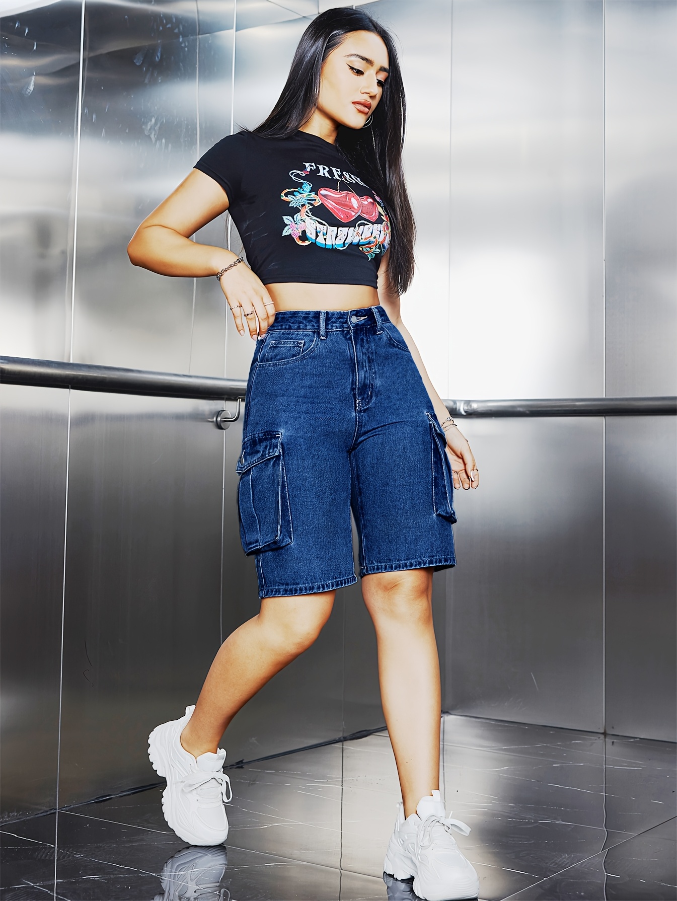 shorts cargo casuales miss mujer denim Temu El Salvador