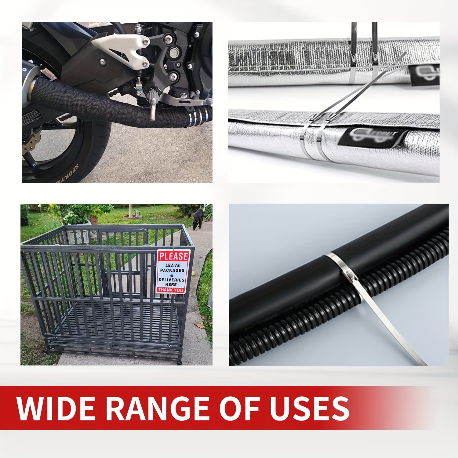 120 Líneas de Acero 304 Acero Inoxidable de Alta Resistencia Multiusos Autoensamblantes Adecuadas para Mecánica, Vehículos, Granjas, Tubos, Techos, Cables y Enlaces al Aire Libre