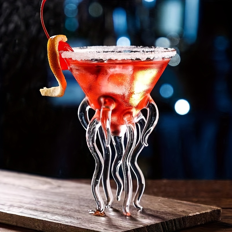 octopus inspired glass cocktail cup reusable handwash only perfect for home bars cold drinks details 4
