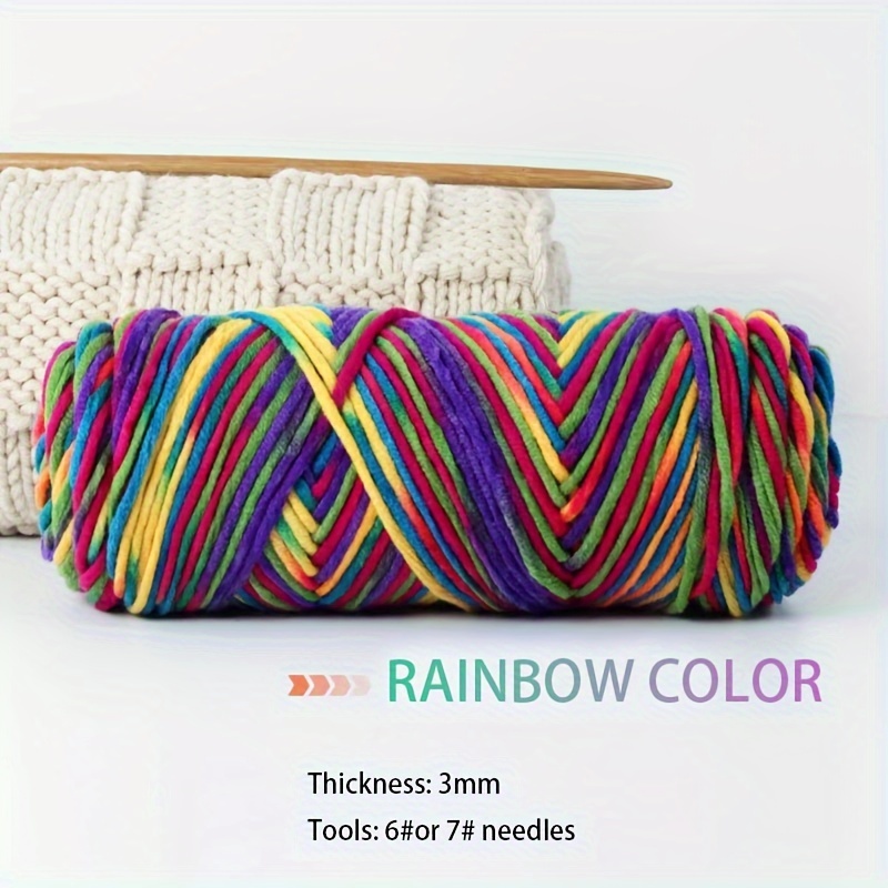 

Rainbow Variegated Yarn - Acrylic 100% - Soft And Comfortable 3mm Thickness For Crochet And Knitting, Sweaters, Hats, Scarves, Bags - 1pc 96g Mixed Color - 118m Length