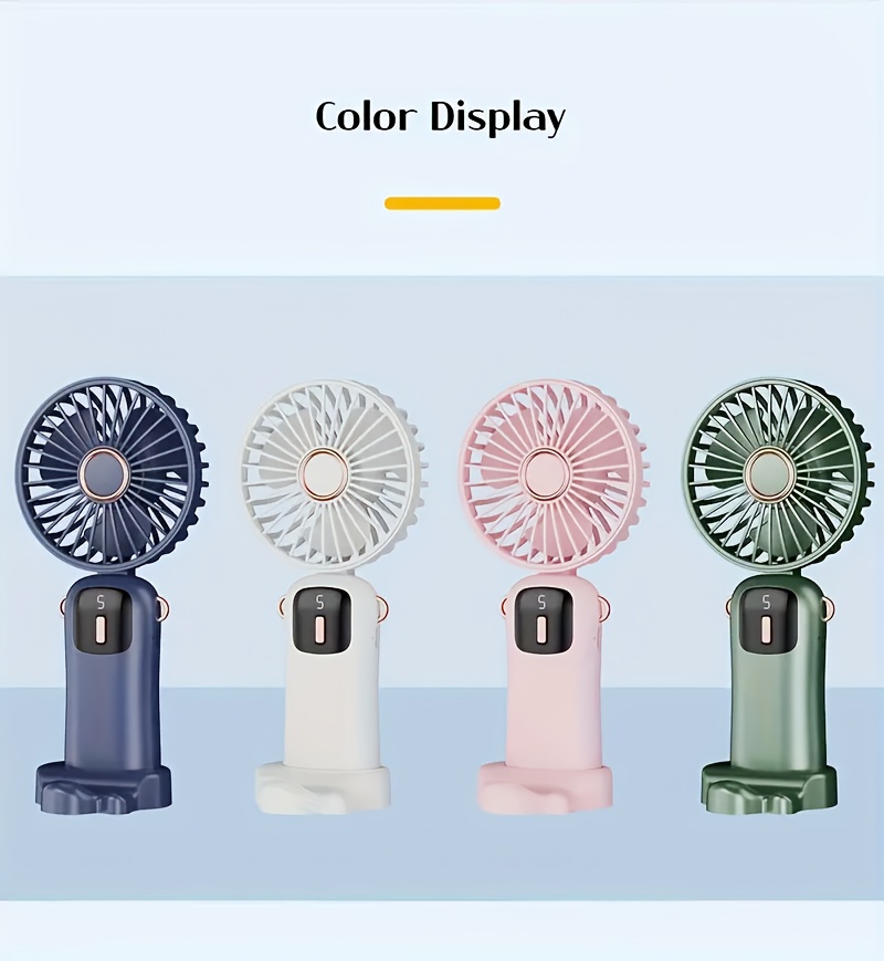 jkuoo portable mini fan with led display usb rechargeable quiet powerful foldable handheld desktop fan in sleek light gray ideal for students office dorm travel camping perfect birthday valentines gift portable fan details 11