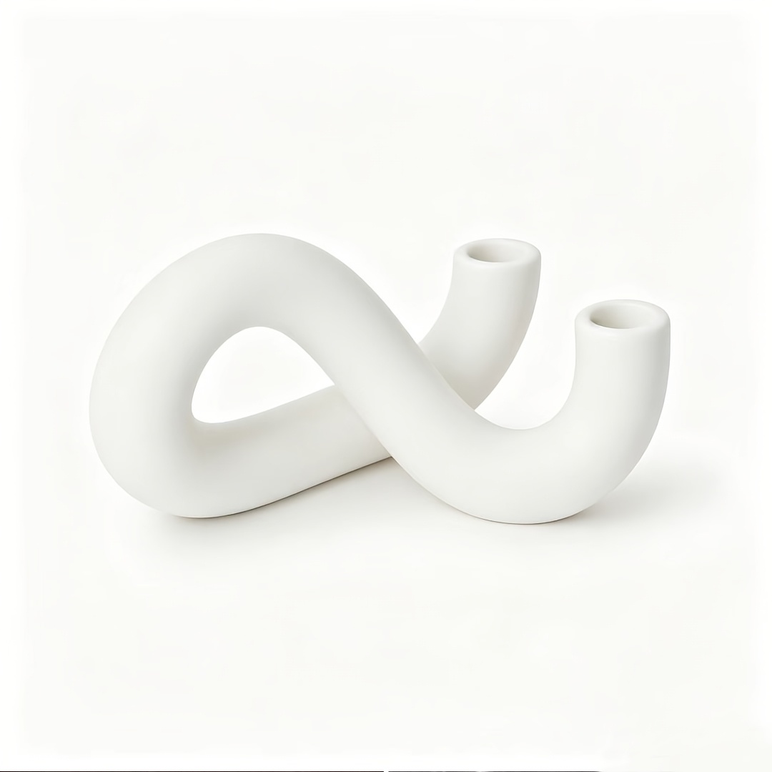 TEMU Modern Abstract Art Double Hole Candle Holder, 3d Printed Handmade Style Stone Ornament, Desktop Candle Holder, Aesthetic Decor, Modern Tabletop
