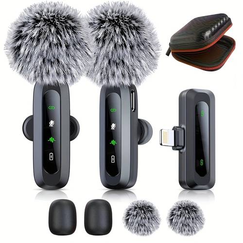 8 lavalier microphone for iphone 7 8 11 12 13 pro max suitable for ios and led display clip on microphone for video recording tiktok youtube vlog