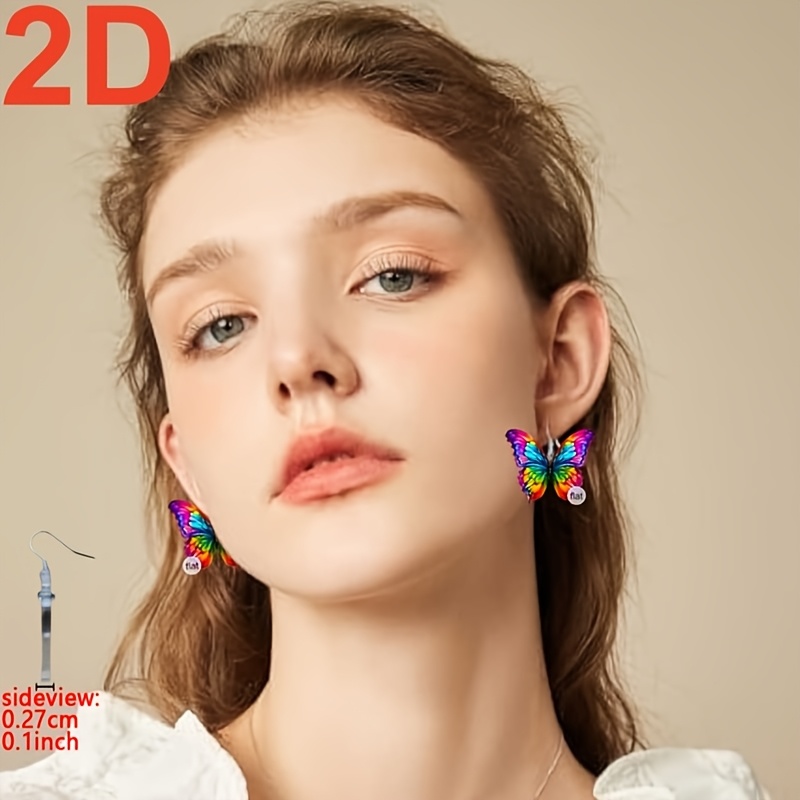 Valentine's Fun Multicolor Cartoon Butterfly Pendant Earrings