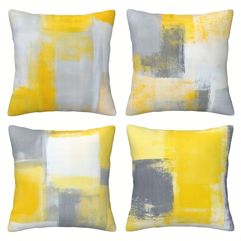 

4pcs & Grey Abstract Throw Pillow Covers - , Zippered Cushion Cases For Living Room, Bedroom, Farmhouse Decor - Sizes (16x16, 18x18, 20x20 Inches)