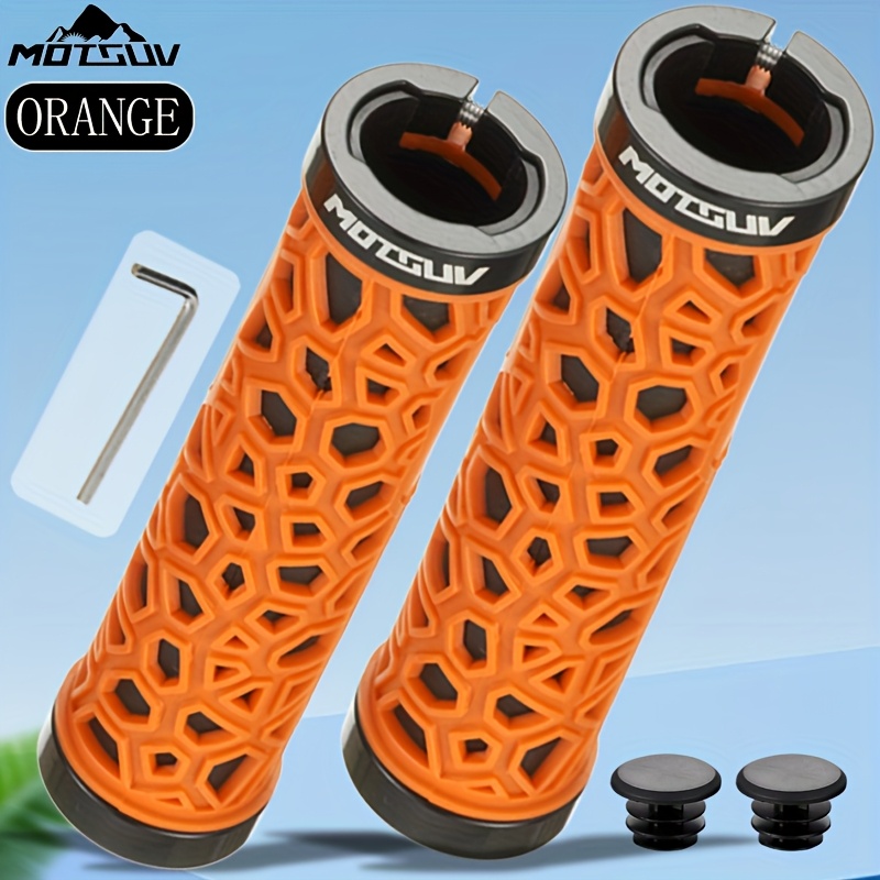 Image of Mountain Bike Handlebar Grips, Folding Bike Shock-absorbing Comfortable Non-slip Rubber Handle Universal Accessory Grips