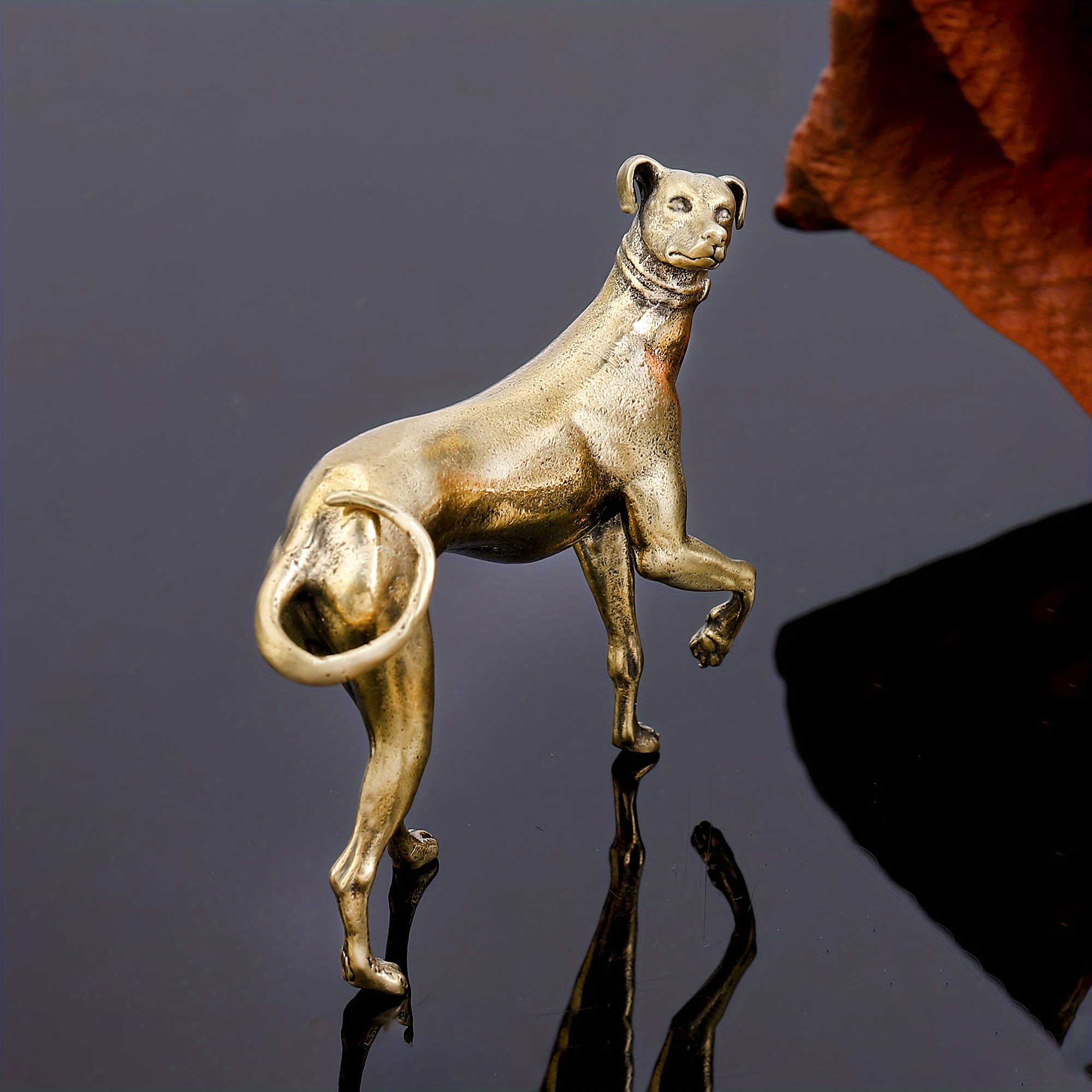 Vintage Copper Lucky Dog Miniatures Figurines Desktop Small