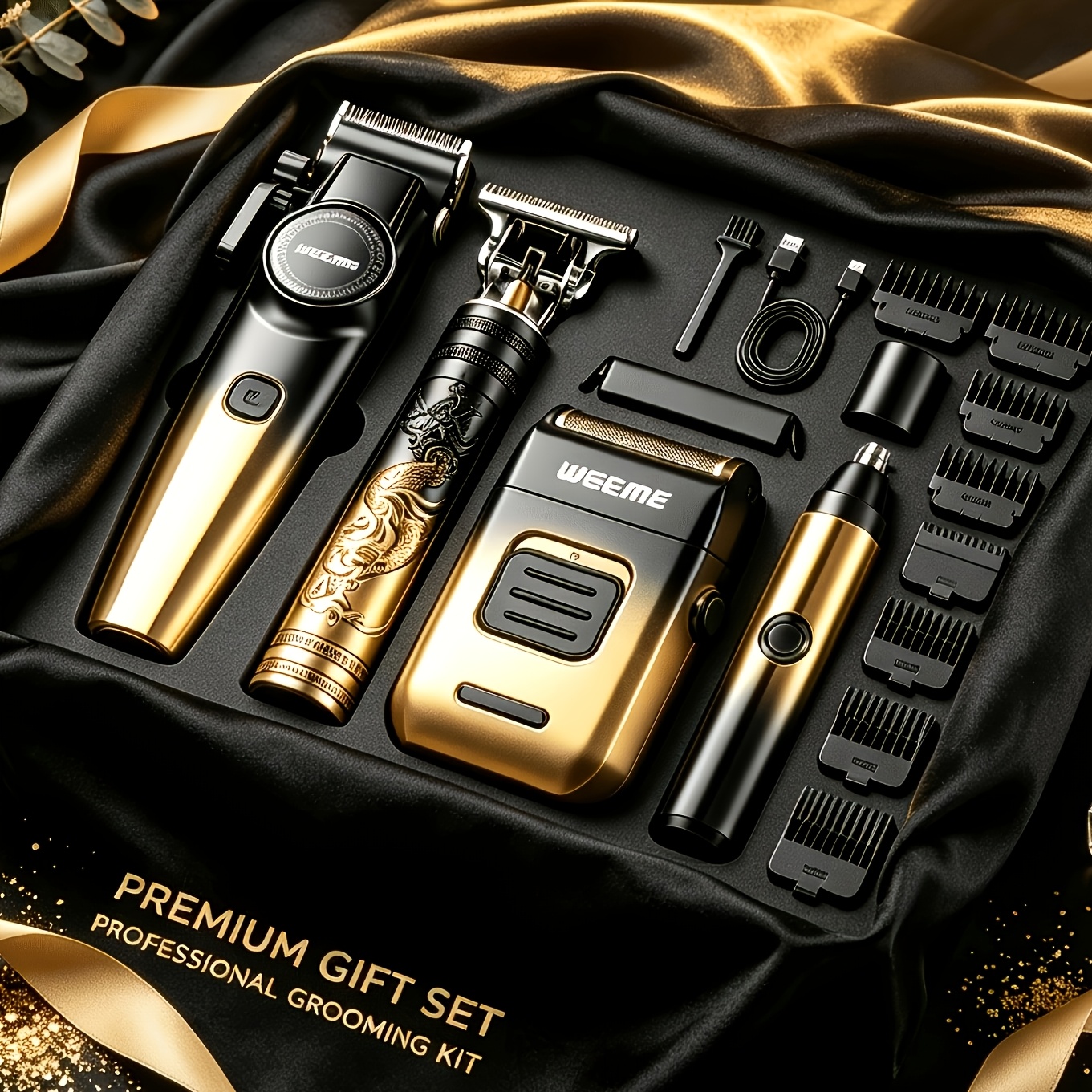 TEMU Weeme 4pcs/2pcs Men's Hair Clipper Set - Rechargeable Grooming Kit With Nose Trimmer, Electric Shaver, Detail Trimmer, Ideal Father's Day Gift,