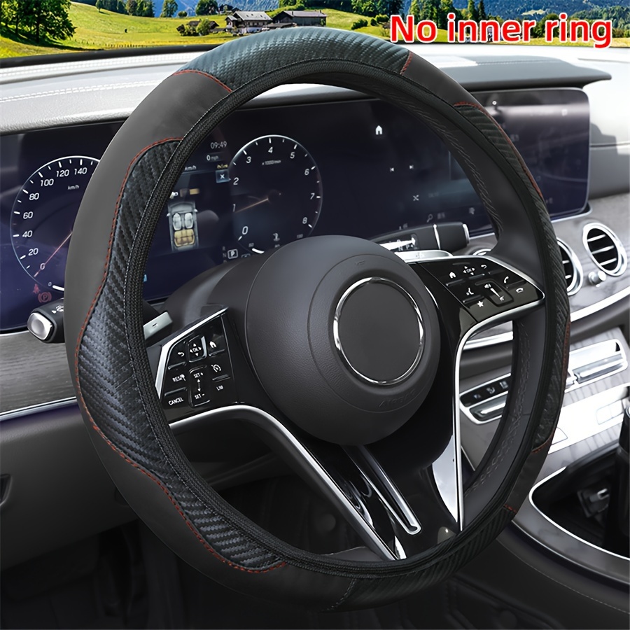 

1pc Car Steering Wheel Cover, Universal 14.57-14.96inch Carbon Fiber Pu Leather Car Steering Wheel Protector Cover Accessories, No