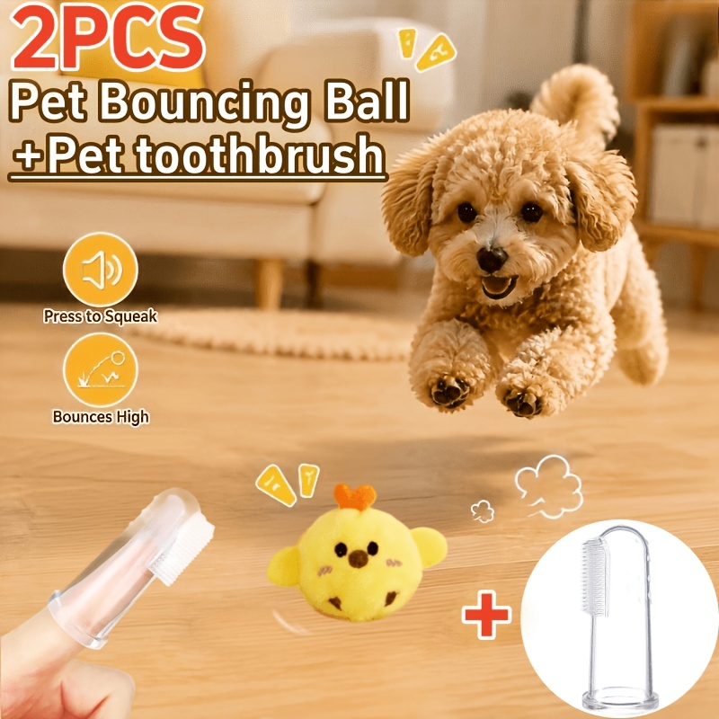 TEMU Set Gialli Interattivi con Elastiche (Sfera per Animali Domestici e Strumento per la Pulizia), Compagno Divertente per , il Noia con Funzione di