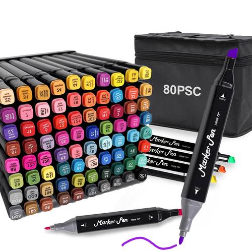 80 120 168 colours alcohol based markers art markers sketch markers dual tip markers permanent markers with marker organizer grid and portable storage with handle high pigment markers for kids beginners and artists