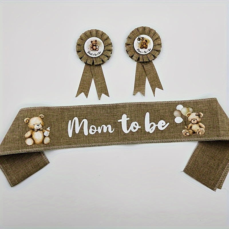 

Father's Day Mother's Day Ribbon Badges Set, 3-piece And Daddy To Be Party Pins, Welcome Party Shoulder Sash Accessories, No Battery Or Electricity Required, Featherless.