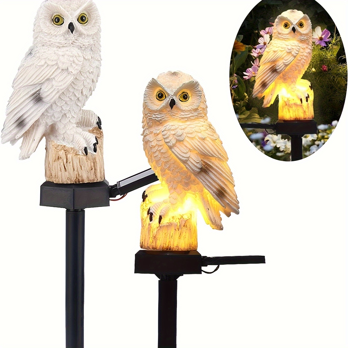 TEMU 1 pièce/2 pièces Lumières solaires de IP44 pour extérieur, lampe de pelouse et statue de jardin, lampe à piquet en résine de pour patio, cour,