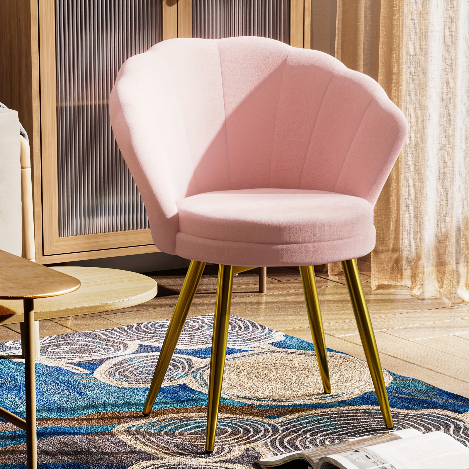 TEMU 1 Dining Chair Velvet Dining Chair Upholstered Chair Kitchen Chair Pink