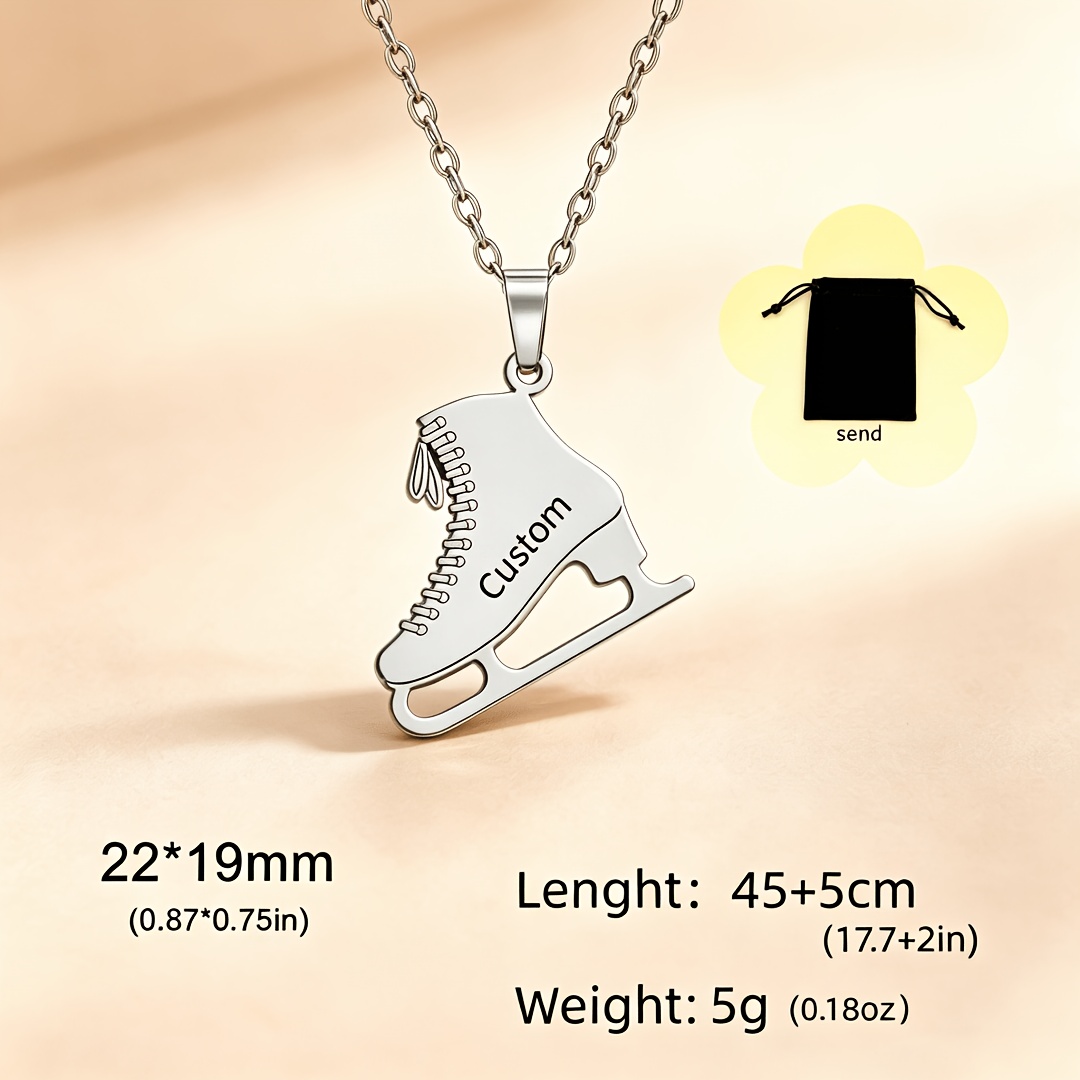 TEMU [customization] 1pc Fashion Personalized Skate Pendant Necklace, Custom Figure Name Necklace, Unisex Sports Figure Skating Jewelry Gift