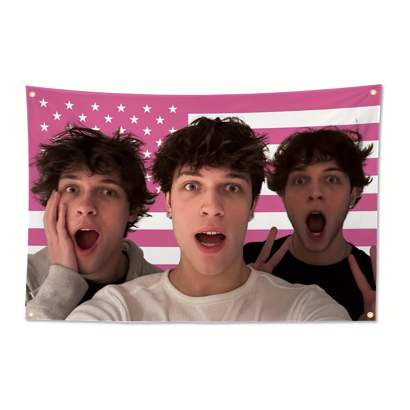 1 Timiber Sturniolo Triplets Patriotic Tapestry, 3x5ft Polyester American Flag Design with 4 Brass Grommets, Vivid Wall Decor for Home & Outdoor, No Electricity Needed, Perfect for Birthdays & Generational Gifts