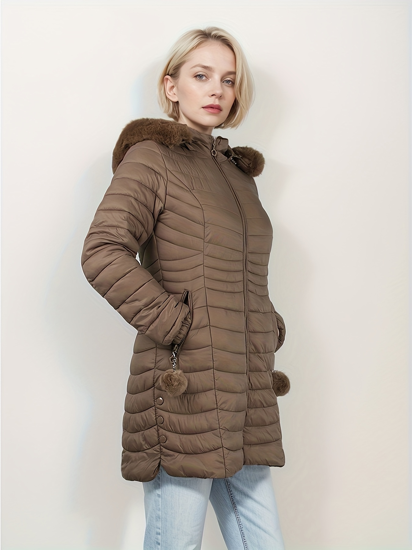 Womens Winter Ready Long Puffer Parka Coat Fluffy