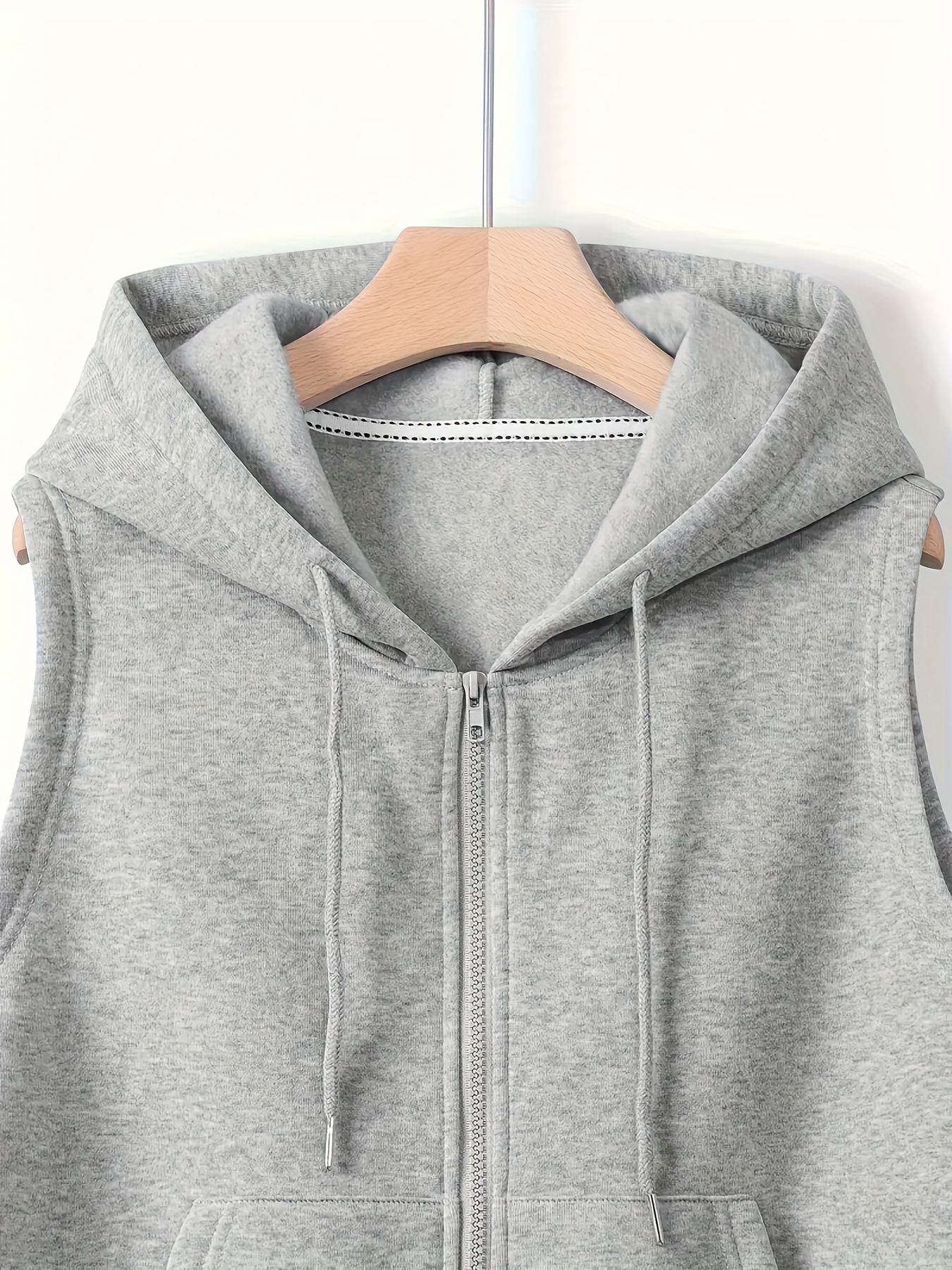 men's sleeveless zip hoodie kangaroo pocket casual gray Temu