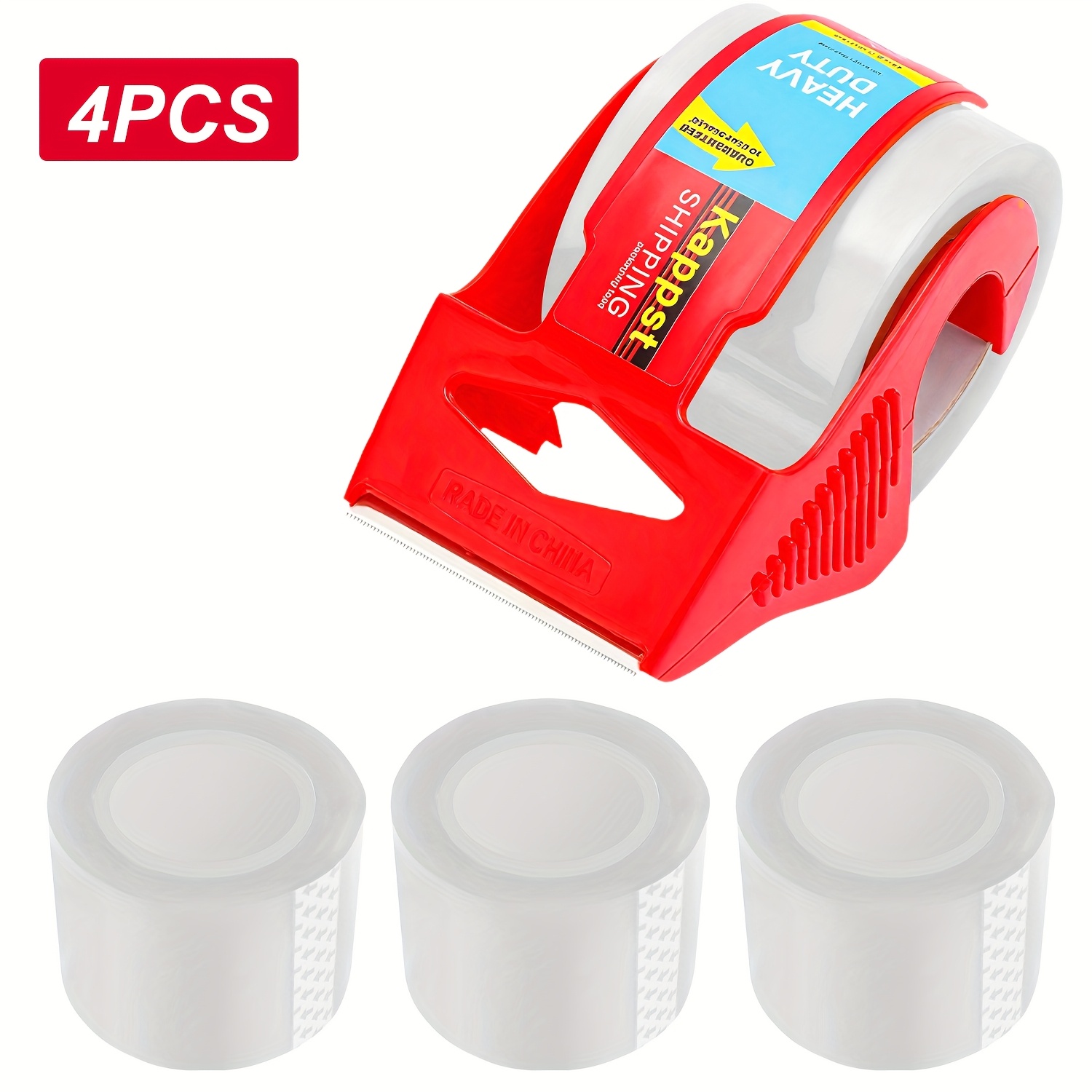 TEMU 3-pack Clear Packing Tape With Dispenser -2.7inch X3.9inch Heavy Duty Packing Tape For Moving Boxes-moving Tape Strong Adhesive Packaging Tape