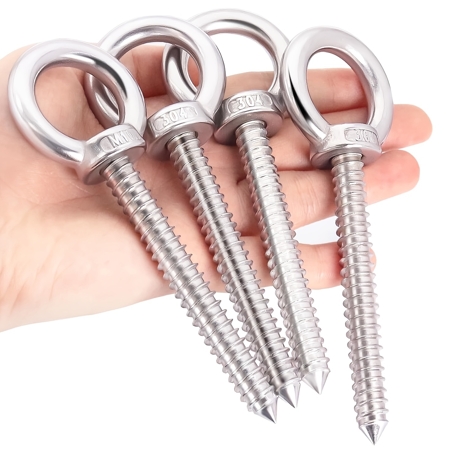 E-shop 4 Hochleistungs-Edelstahl-Augenschrauben – für Schlingseile, Hängematten Holzkonstruktionen – M5x80 Gewinde