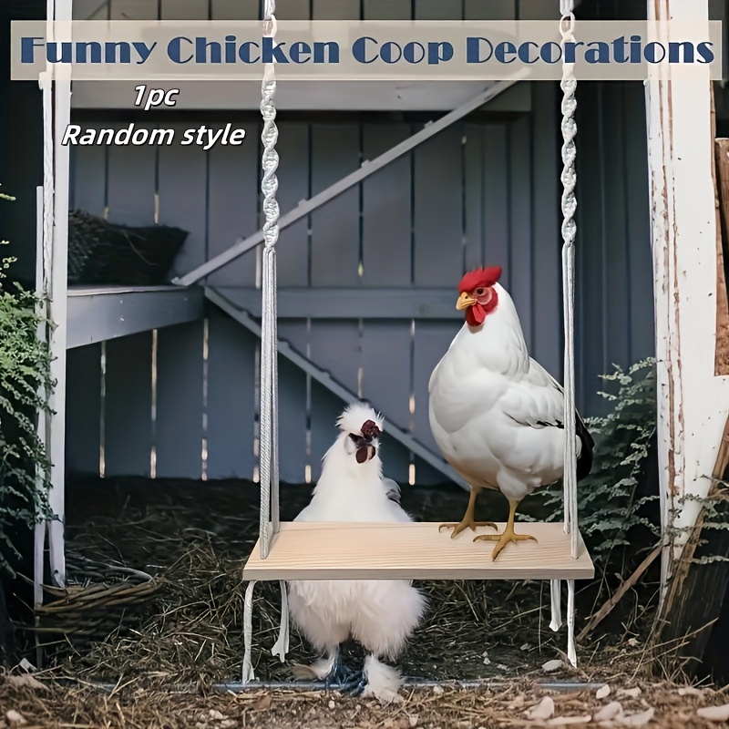 1pc, Wooden Perch, Hand-woven Rope, Polyester Fiber Material, Outdoor Hanging Chicken Pet Swing, Style Random