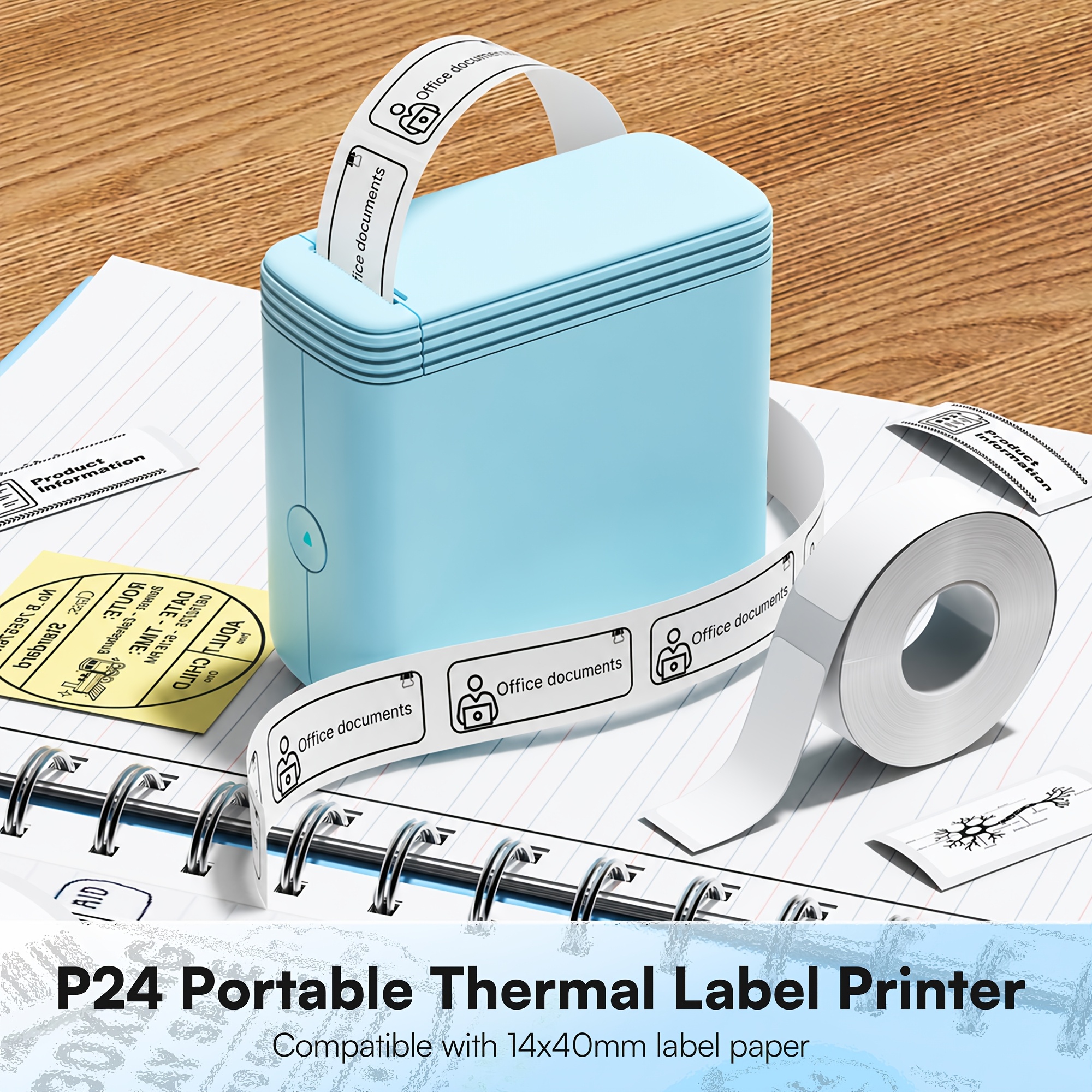 Image of P24 Mini Thermal Label Printer For Office Organization, Inkless Wireless Label Maker With App Editing, 203dpi Portable Sticker Printer For Files Storage Boxes And Name Tags